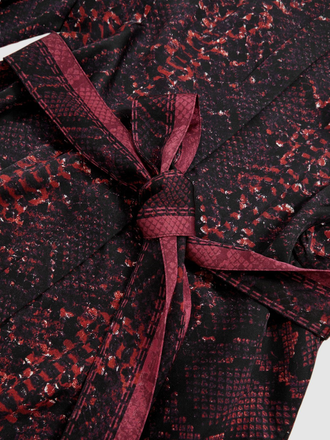 Snake-Print Belted Shirt Dress in Burgundy/Black | Reiss Women Recommended