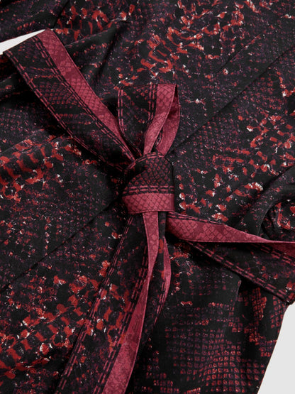 Snake-Print Belted Shirt Dress in Burgundy/Black | Reiss Women Recommended
