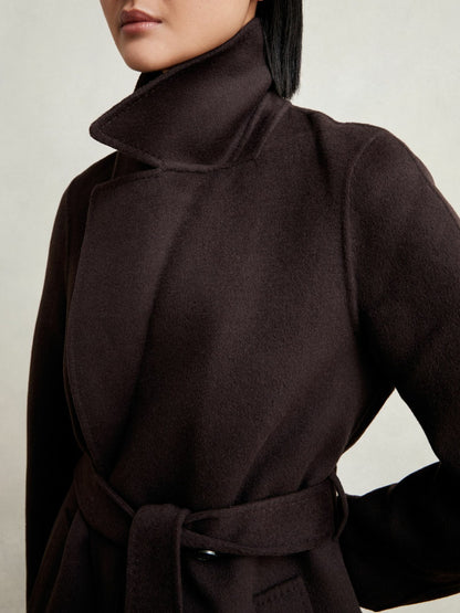 Double-Breasted Blindseam Coat Wool-Blend in Aubergine | Reiss Women Recommended