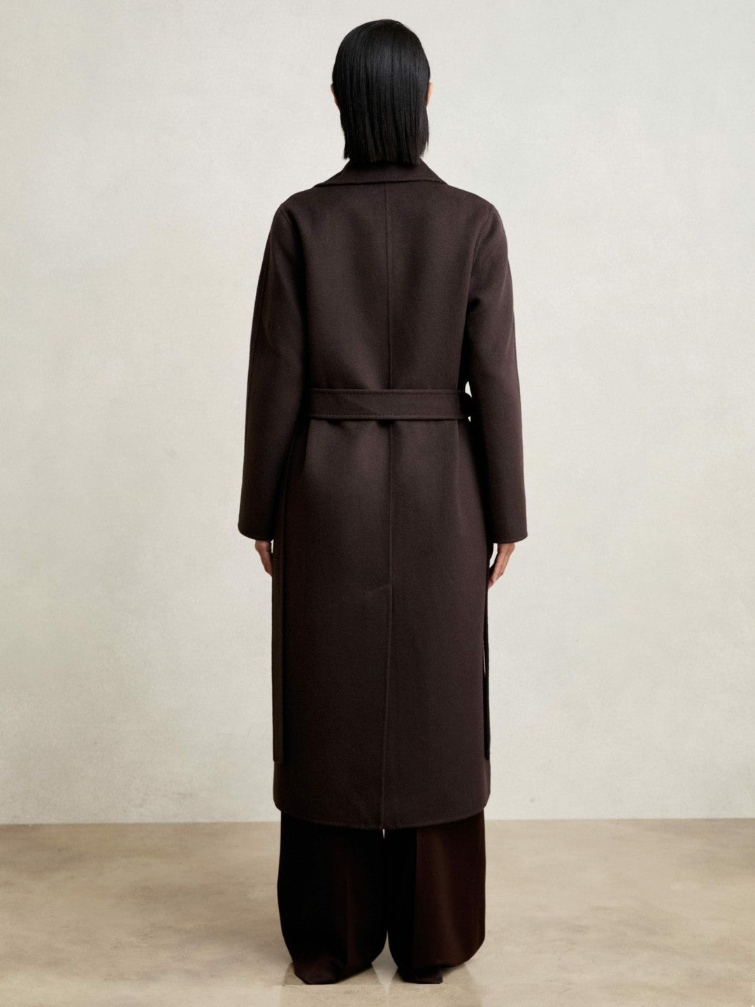 Double-Breasted Blindseam Coat Wool-Blend in Aubergine | Reiss Women Recommended