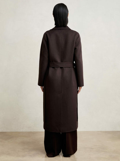 Double-Breasted Blindseam Coat Wool-Blend in Aubergine | Reiss Women Recommended