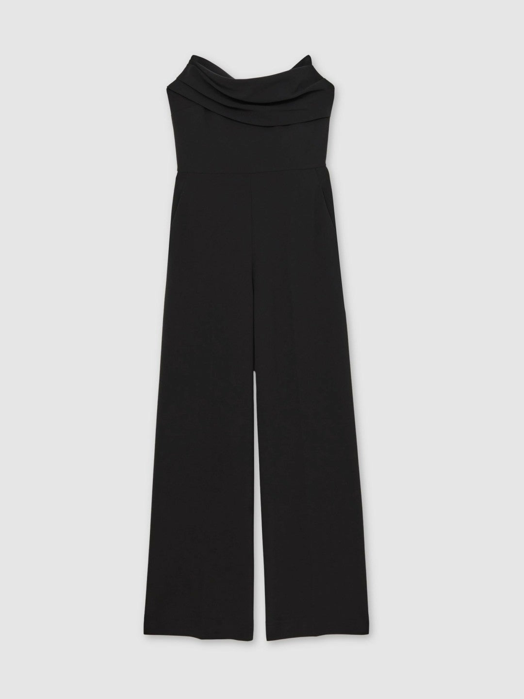 Structured Strapless Wide-Leg Jumpsuit in Black | Reiss Women New