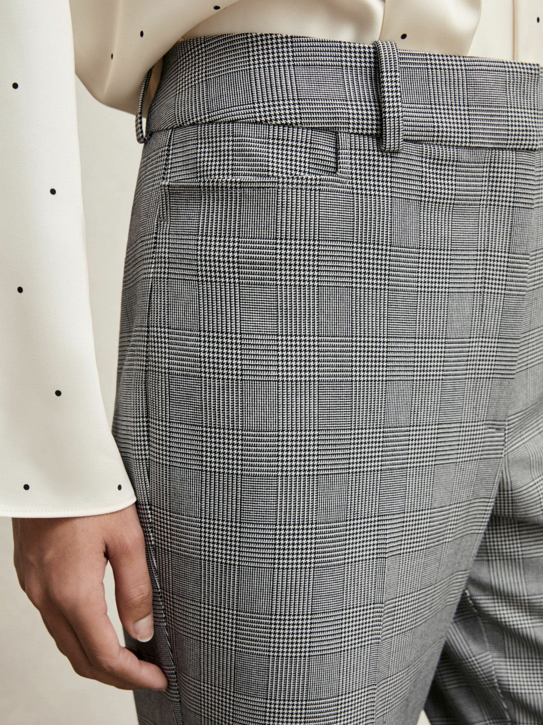 Check Flared Suit Trousers in Grey | Reiss Women Best Seller