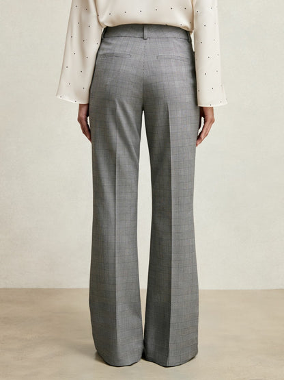 Check Flared Suit Trousers in Grey | Reiss Women Best Seller