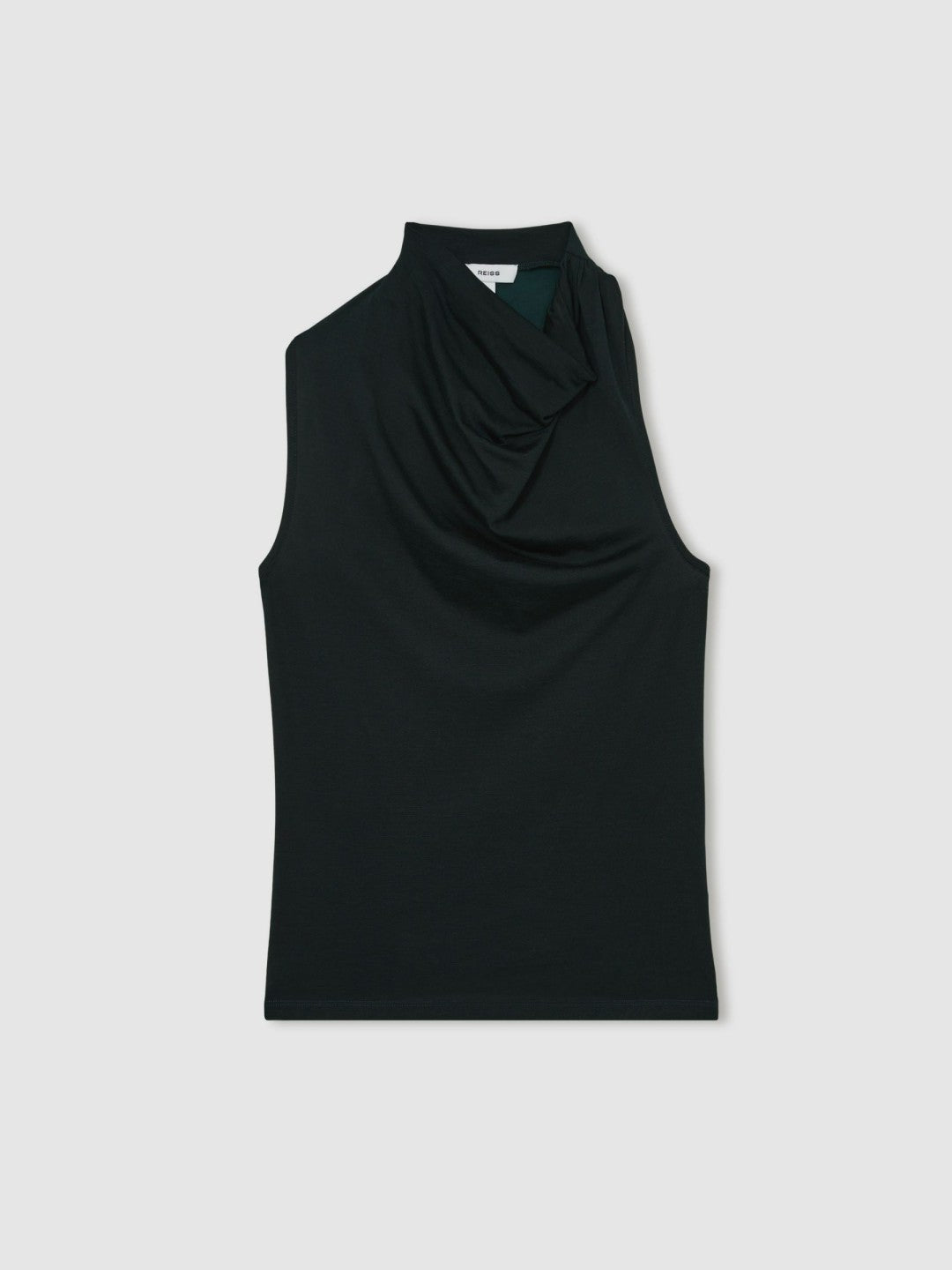 Cotton-Blend Cowl-Neck Sleeveless Top in Green | Reiss Women Premium