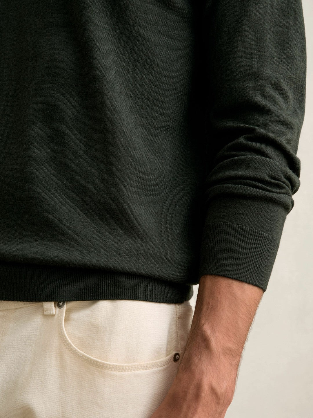 Merino Wool Crew Neck Jumper in Dark Military Green | Reiss Men New