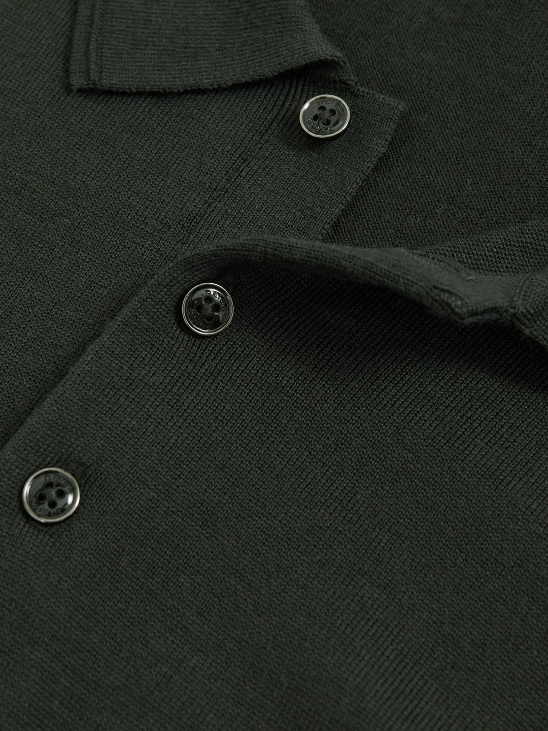 Merino Wool Long-Sleeve Polo Shirt in Dark Military Green | Reiss Men Best Seller