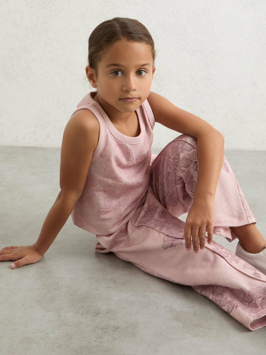 9-13 yrs Cotton Floral Vest and Joggers Set in Pink Print | Reiss Children & Baby New