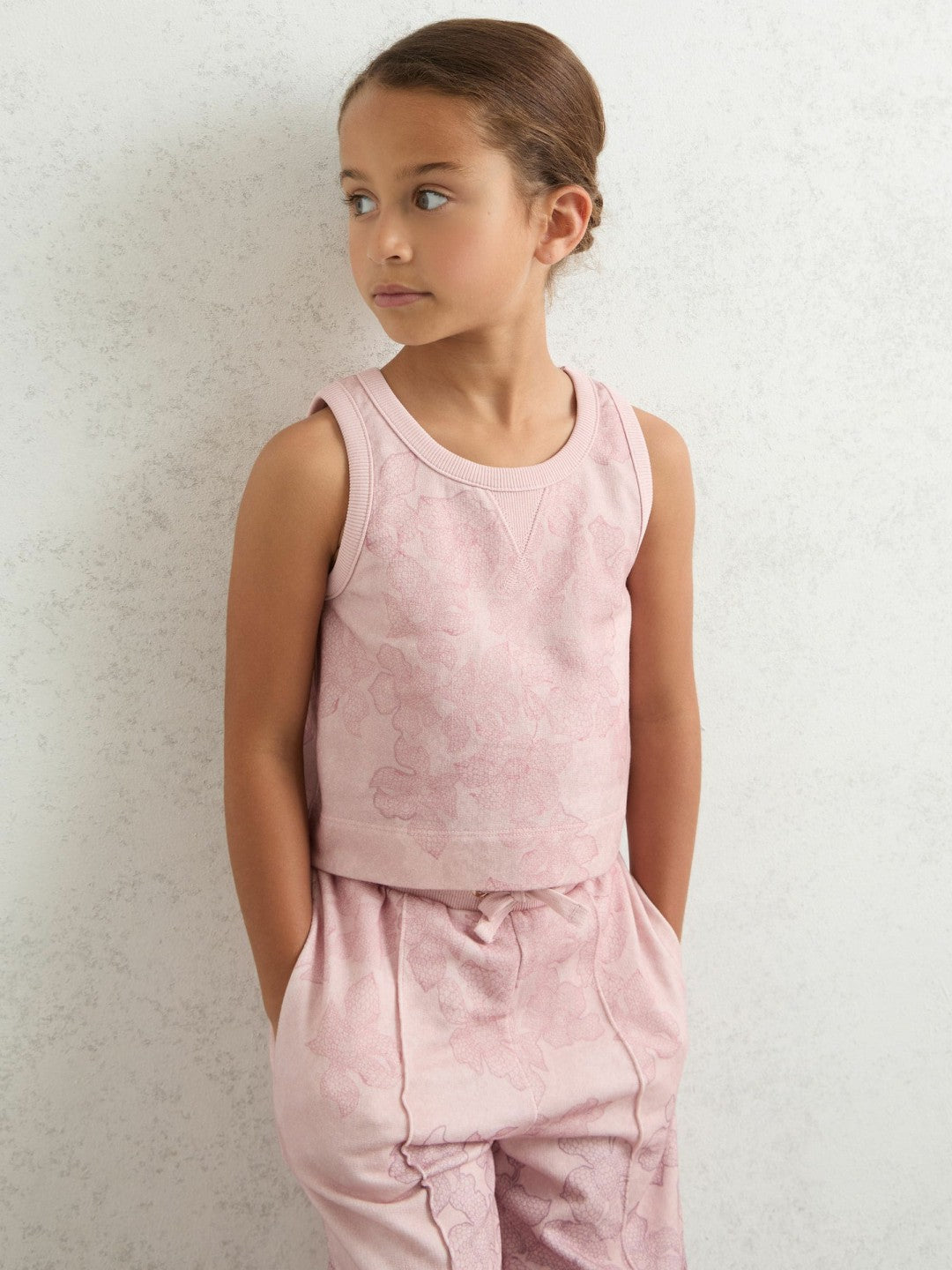 9-13 yrs Cotton Floral Vest and Joggers Set in Pink Print | Reiss Children & Baby New