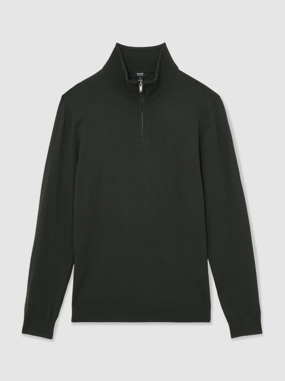 Merino Wool Half-Zip Jumper in Dark Military Green | Reiss Men Featured
