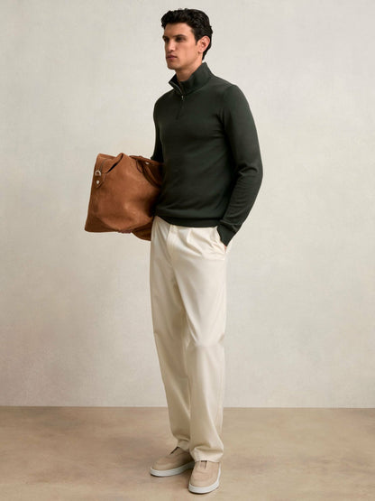 Merino Wool Half-Zip Jumper in Dark Military Green | Reiss Men Featured