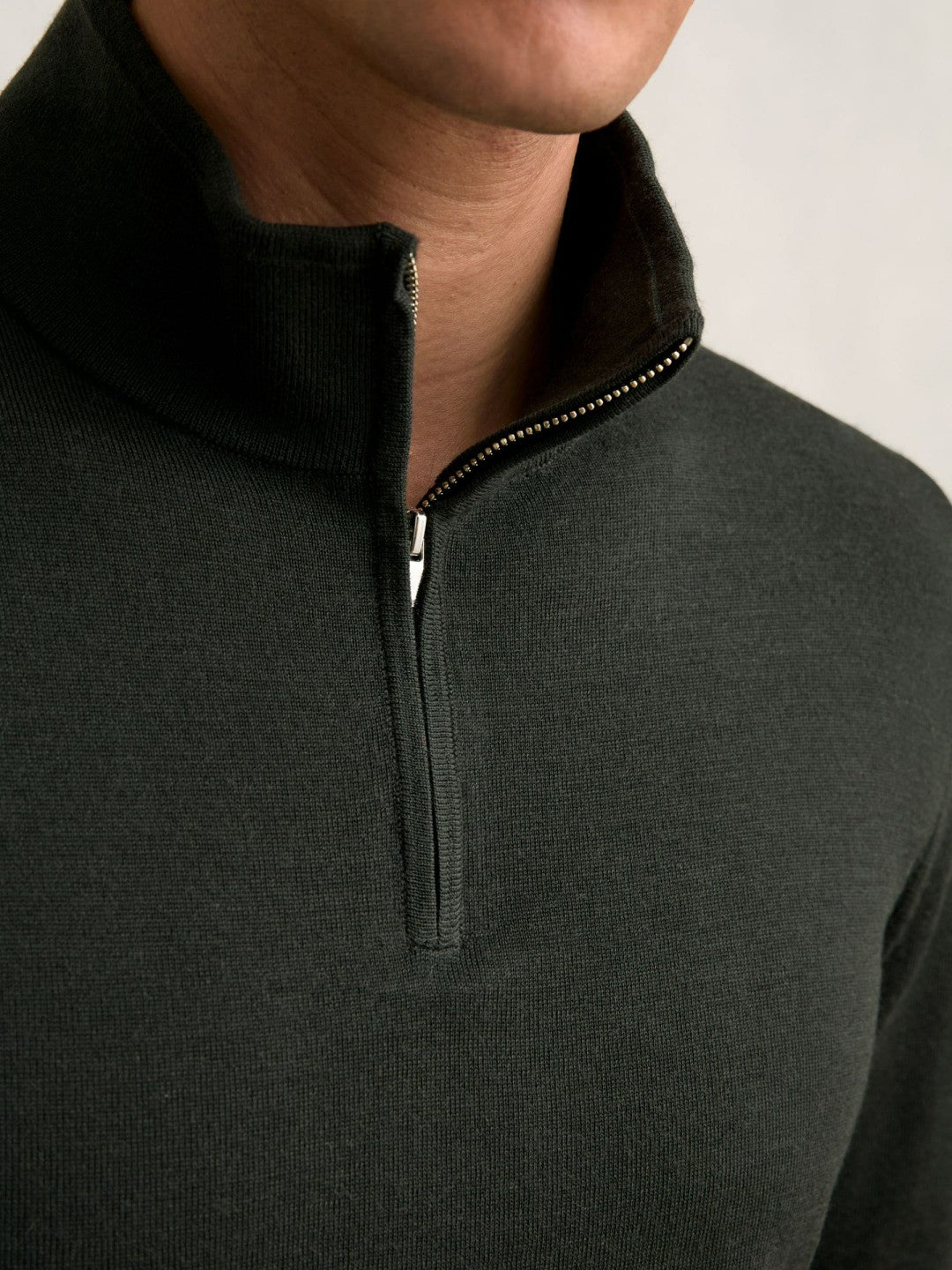 Merino Wool Half-Zip Jumper in Dark Military Green | Reiss Men Featured