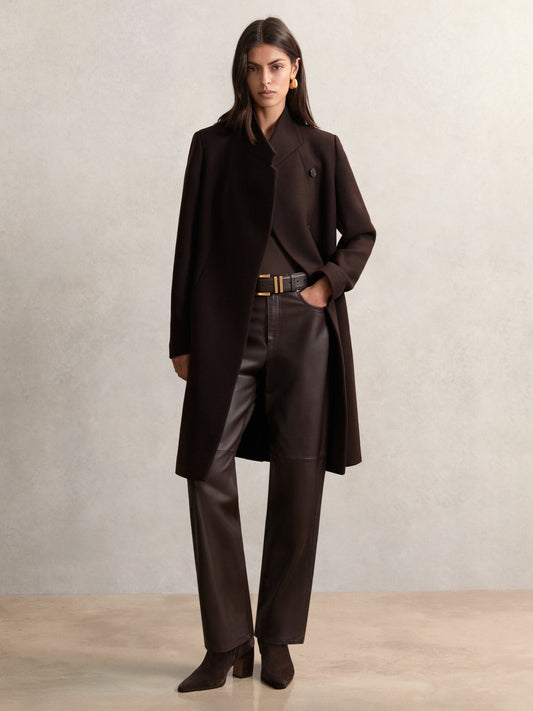 Petite Coat in Chocolate Brown | Reiss Women Premium