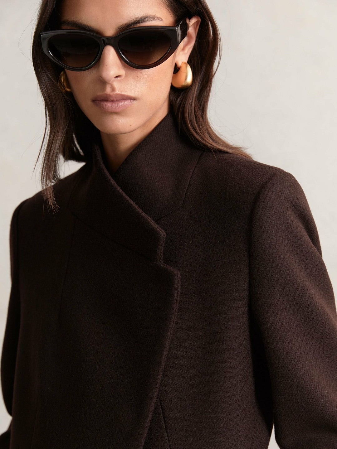 Petite Coat in Chocolate Brown | Reiss Women Premium