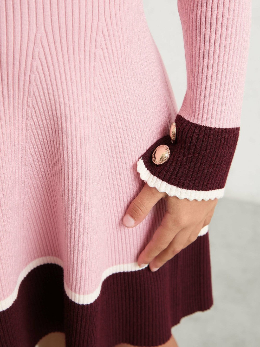 9-13 yrs Scallop-Trim Rib-Knit Dress in Pink | Reiss Children & Baby Best Seller