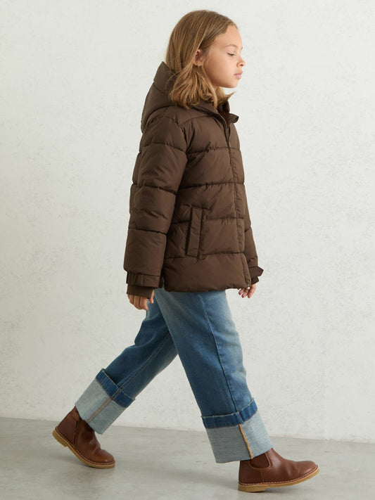 3-9 yrs Short Hooded Puffer Coat in Chocolate | Reiss Children & Baby New