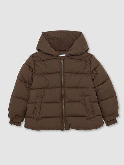 3-9 yrs Short Hooded Puffer Coat in Chocolate | Reiss Children & Baby New