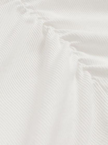 Cotton Long-Sleeve Ruched T-Shirt with Stretch in White | Reiss Women Trending