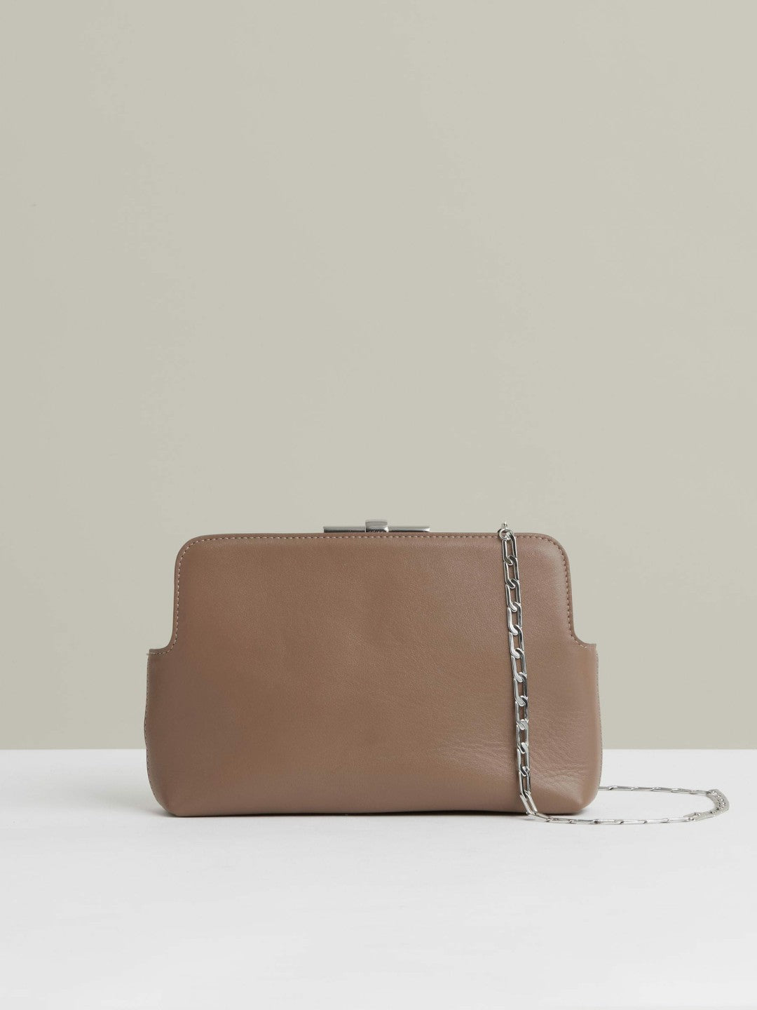 Leather Frame Clutch Bag in Neutral | Reiss Women Best Seller