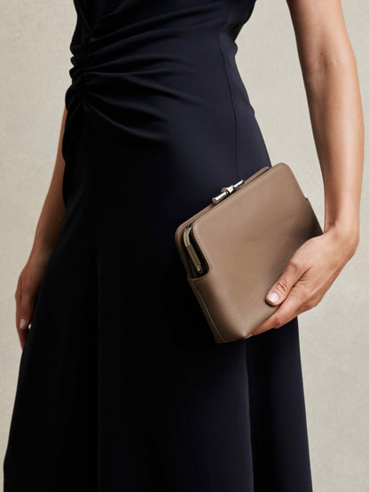 Leather Frame Clutch Bag in Neutral | Reiss Women Best Seller