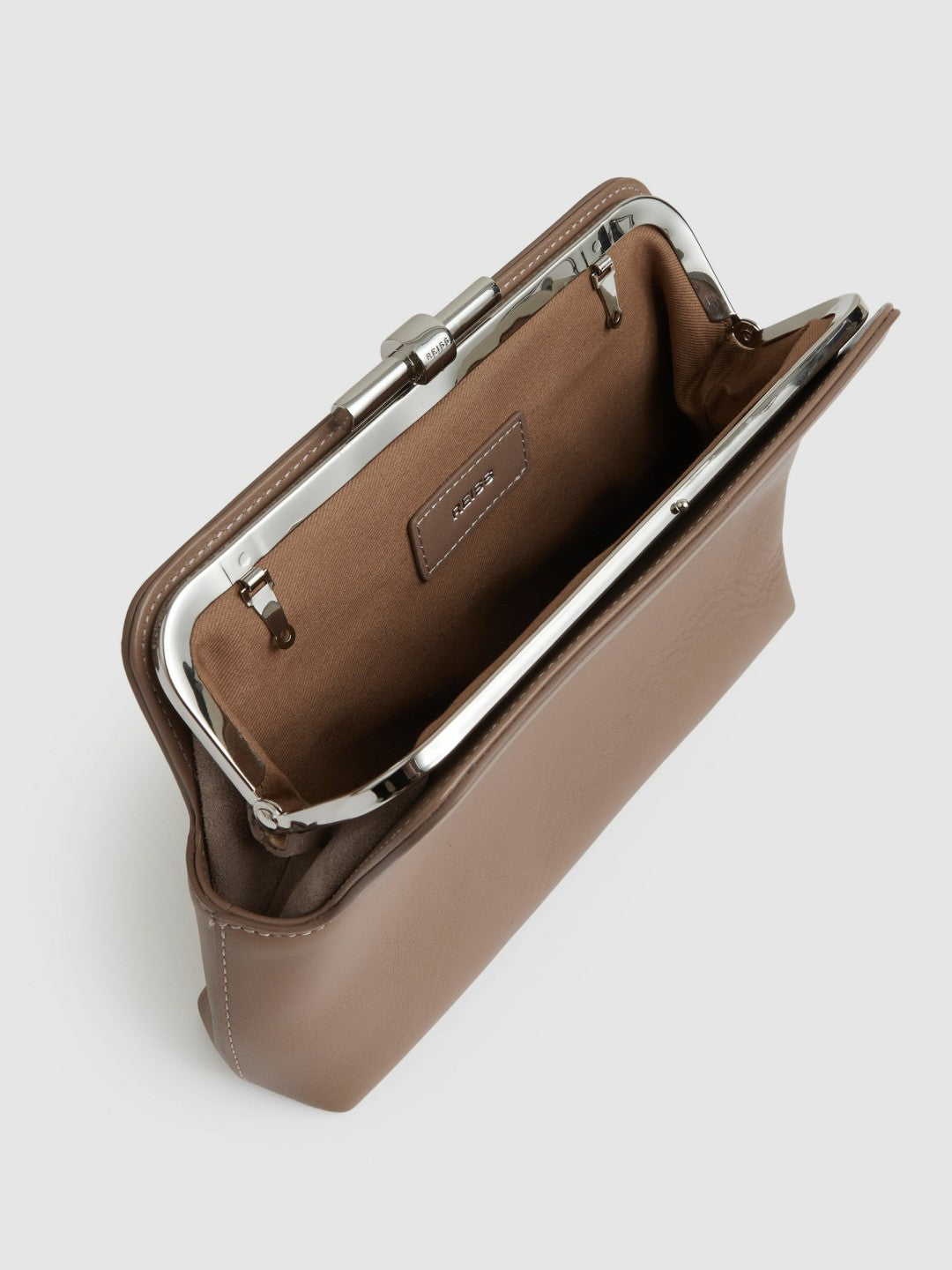 Leather Frame Clutch Bag in Neutral | Reiss Women Best Seller