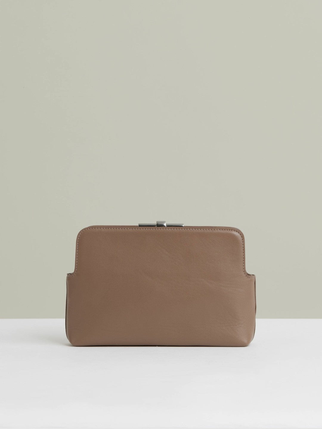 Leather Frame Clutch Bag in Neutral | Reiss Women Best Seller