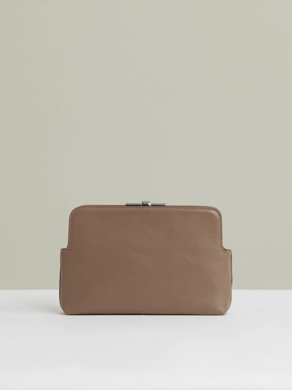 Leather Frame Clutch Bag in Neutral | Reiss Women Best Seller