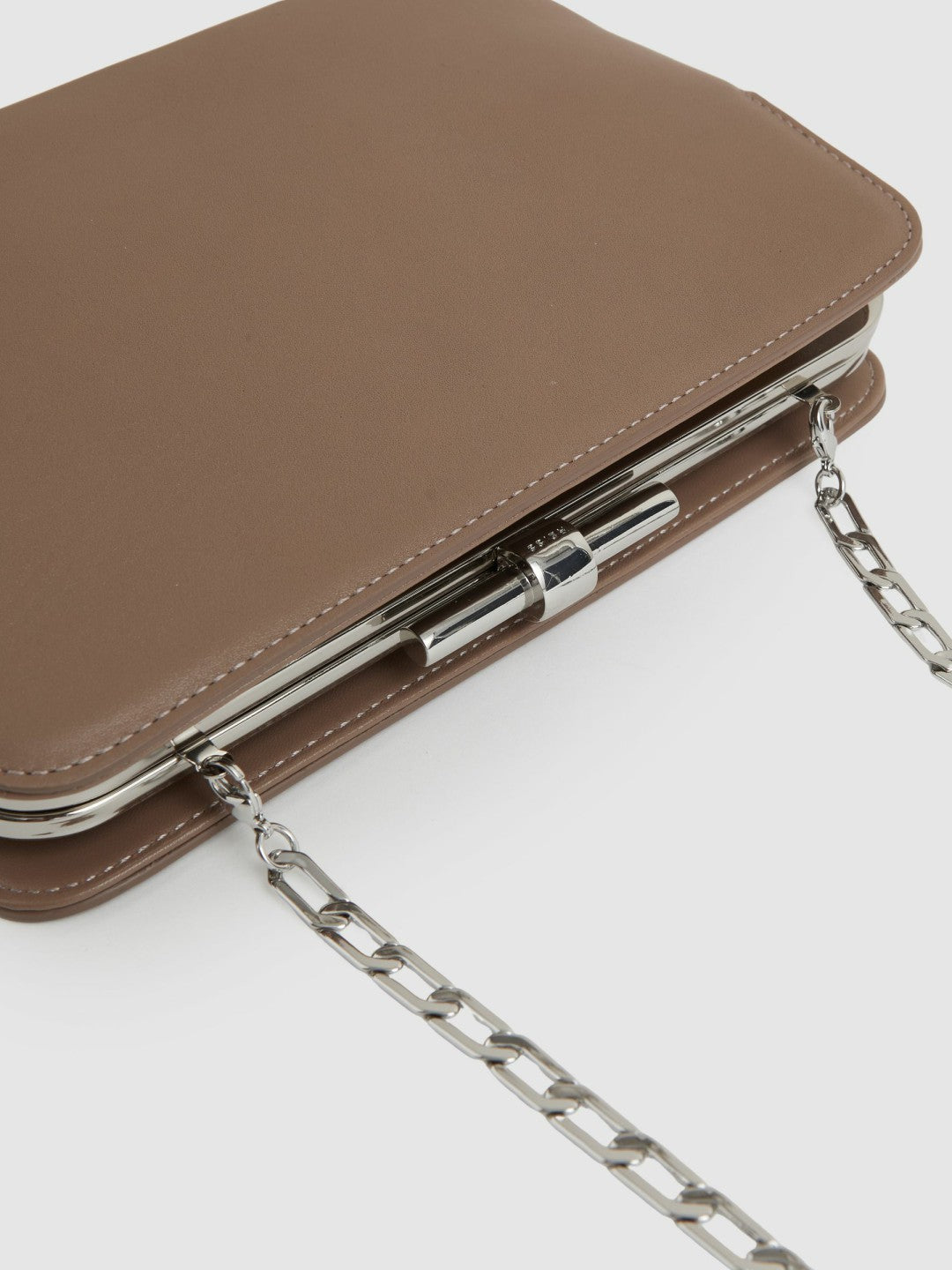 Leather Frame Clutch Bag in Neutral | Reiss Women Best Seller