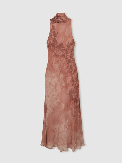 Petite Chiffon Floral Cape Maxi Dress in Pale Pink | Reiss Women Signature