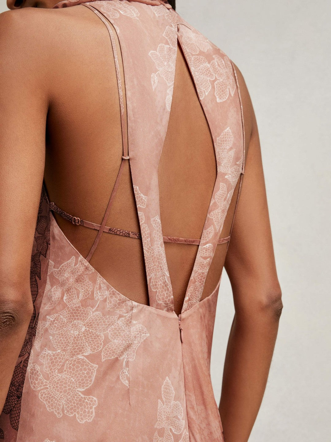 Petite Chiffon Floral Cape Maxi Dress in Pale Pink | Reiss Women Signature