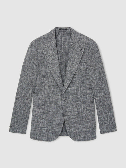 Single-Breasted Textured Mélange Blazer Slim-Fit in Navy Melange | Reiss Men Recommended
