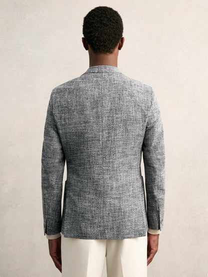 Single-Breasted Textured Mélange Blazer Slim-Fit in Navy Melange | Reiss Men Recommended