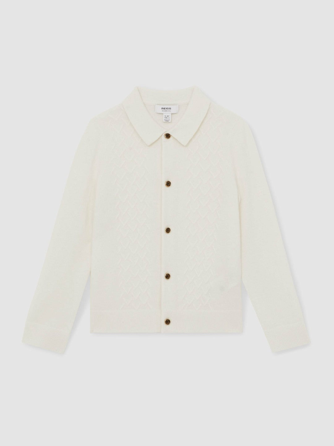 3-9 yrs Wool V-Stitch Button-Through Cardigan in Off White | Reiss Children & Baby New