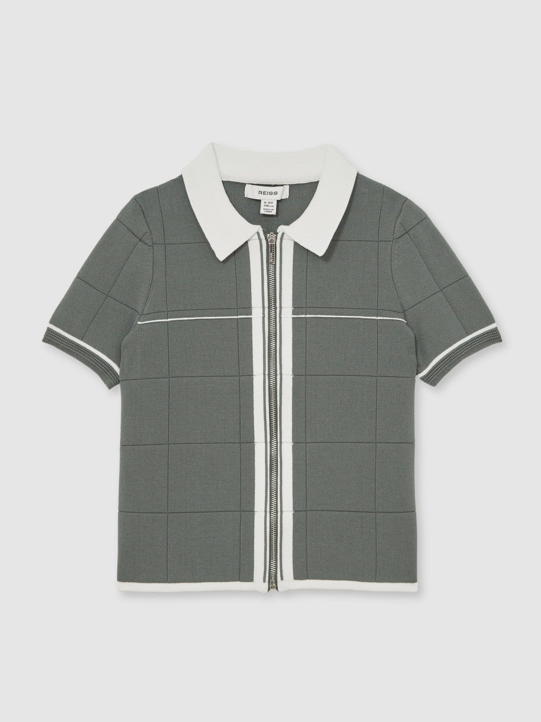 3-9 yrs Tipped Knit Zip-Through Shirt in Dark Sage Green | Reiss Children & Baby Popular