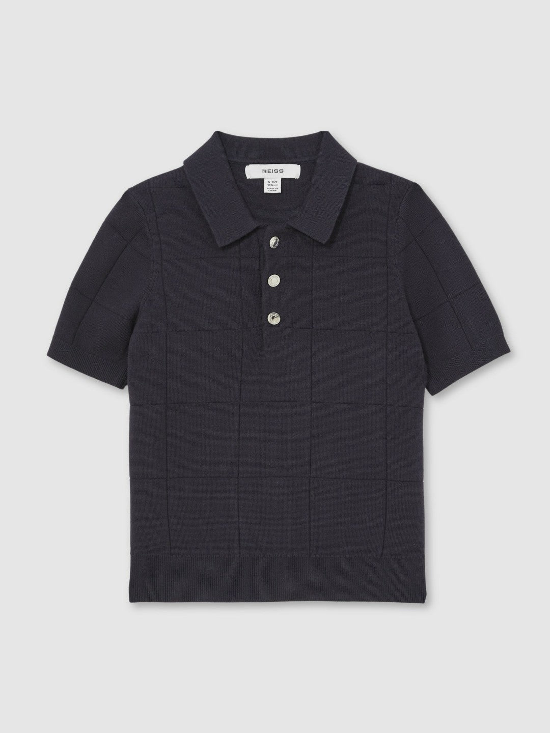 3-9 yrs Stitch-Detail Press-Stud Polo Shirt in Navy Blue | Reiss Children & Baby Recommended