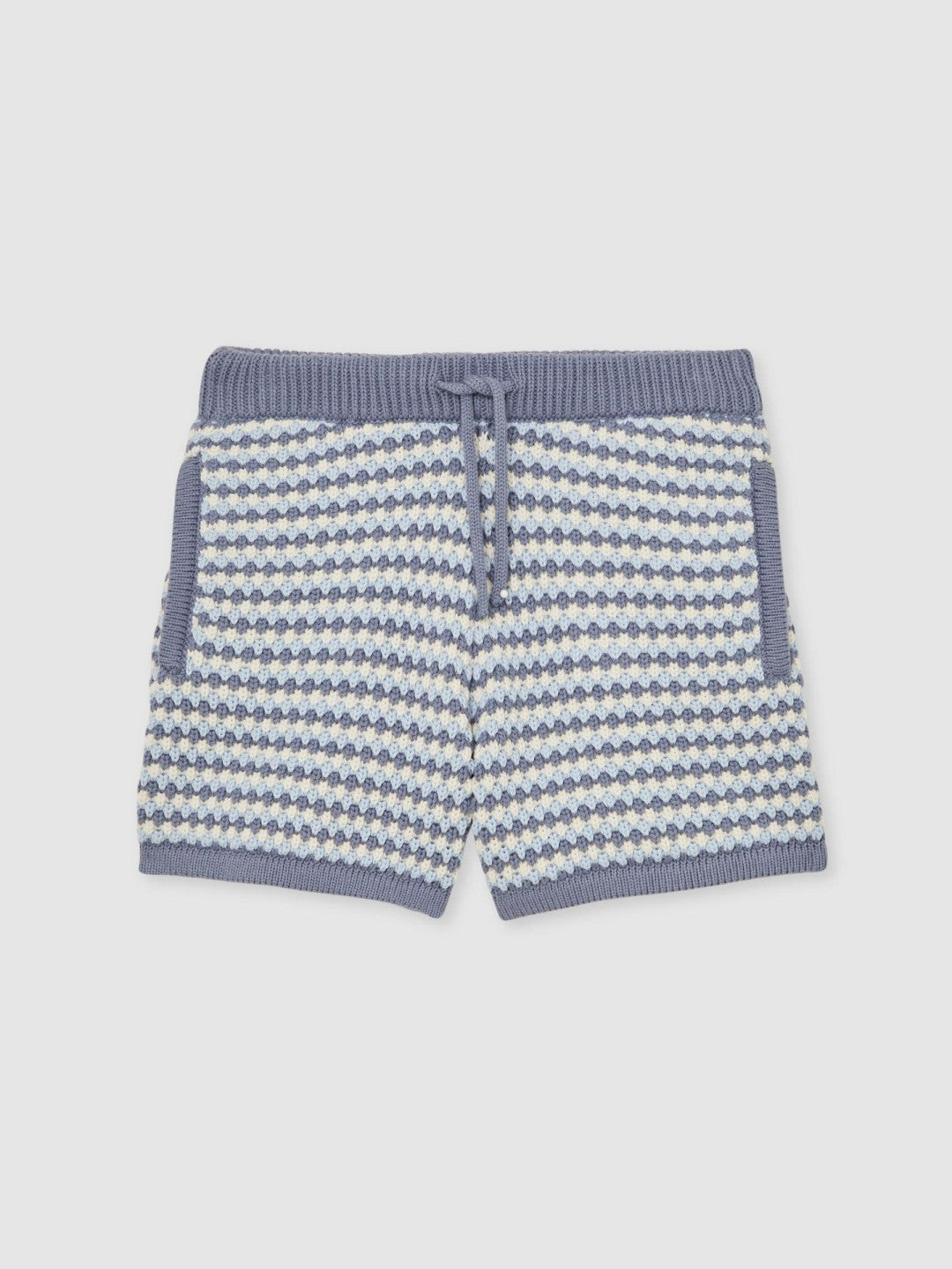 3-9 yrs Cotton-Blend Knitted Stripe Shorts in Blue/White | Reiss Children & Baby New