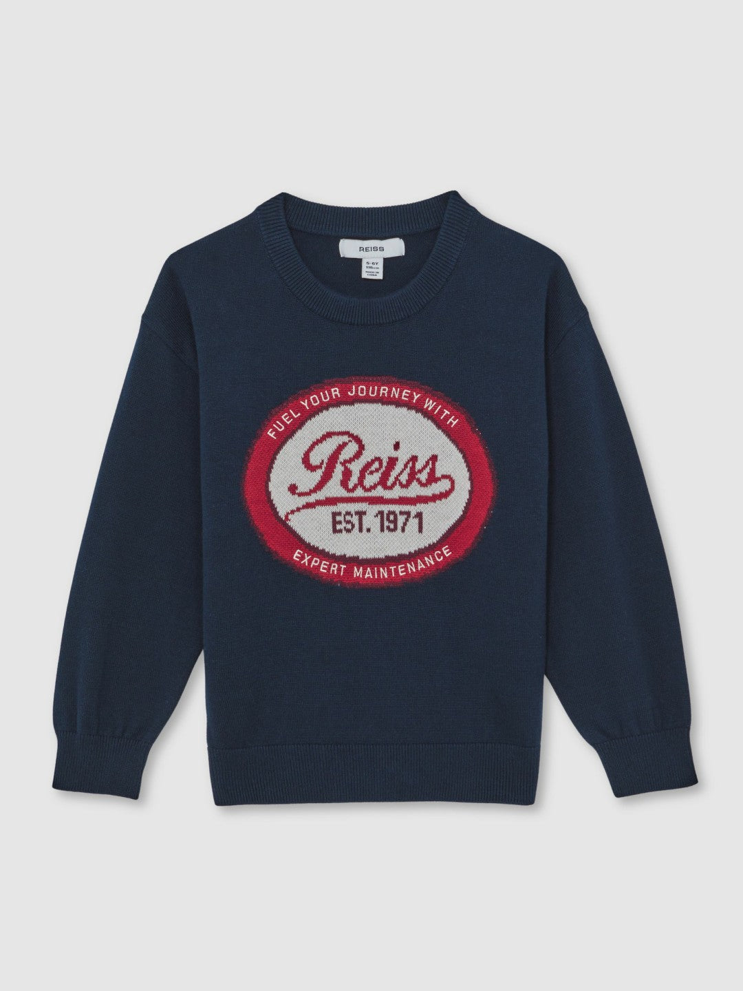 13-14 yrs Cotton Motor Cars Logo Jumper in Navy | Reiss Children & Baby Best Seller