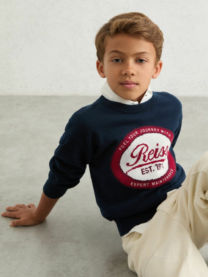 3-9 yrs Cotton Motor Cars Logo Jumper in Navy | Reiss Children & Baby Premium