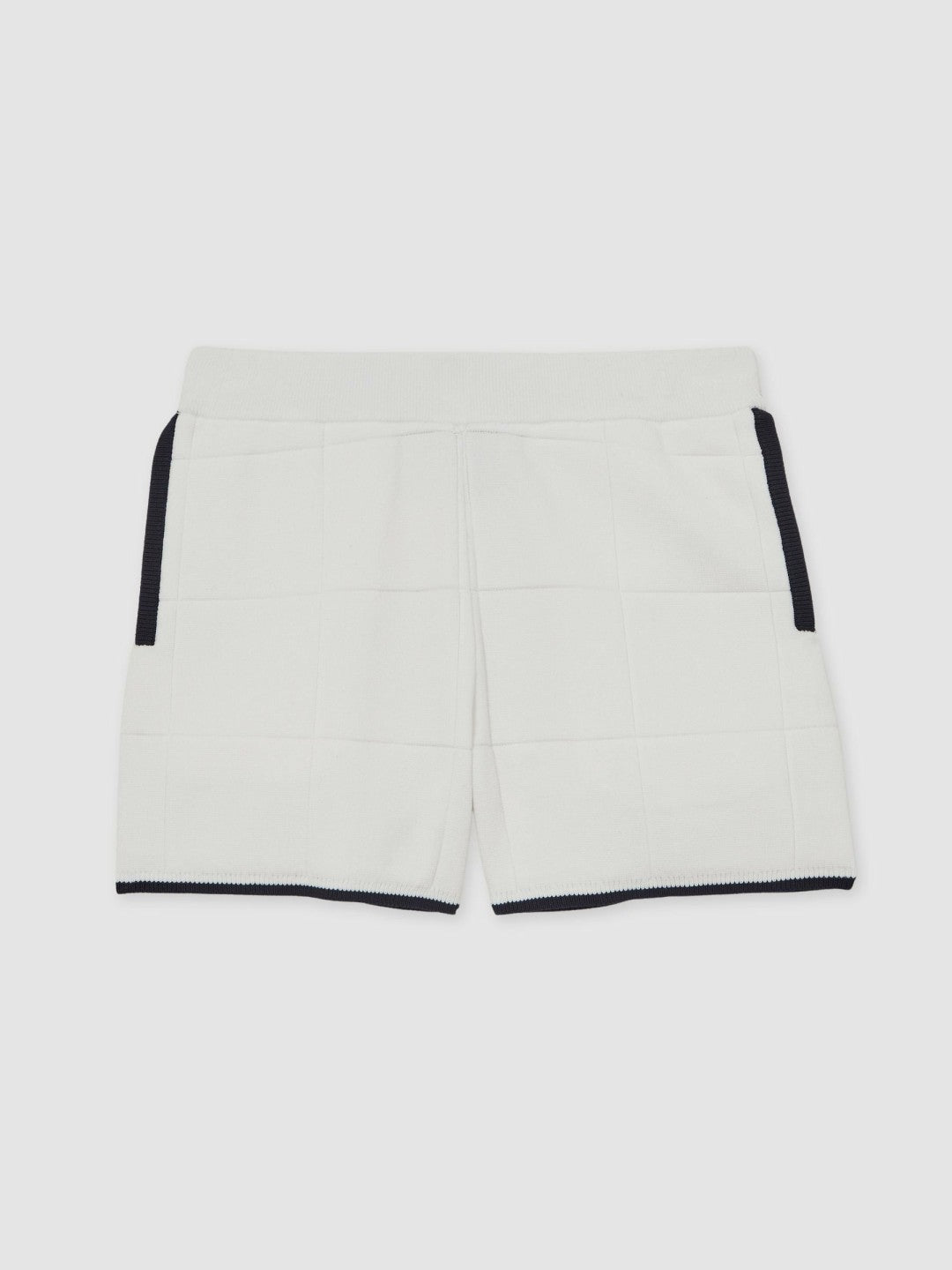 9-12 yrs Tipped Knit Stitch-Detail Shorts in White/Navy | Reiss Children & Baby Recommended
