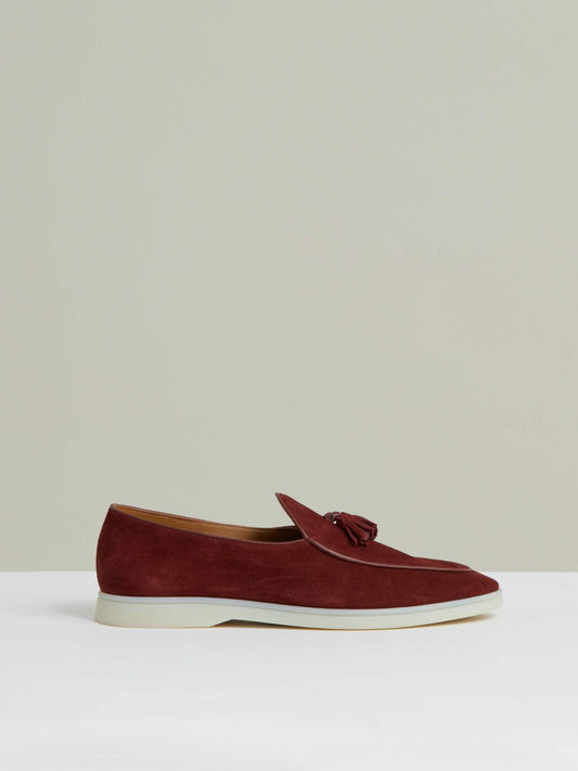 Suede Tassel Loafers in Maroon Red | Reiss Men Premium