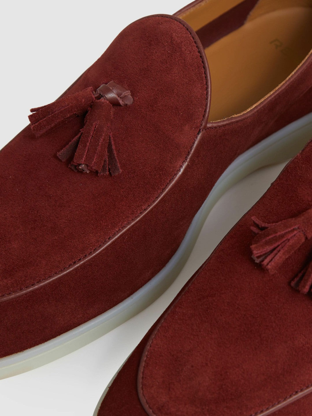 Suede Tassel Loafers in Maroon Red | Reiss Men Premium