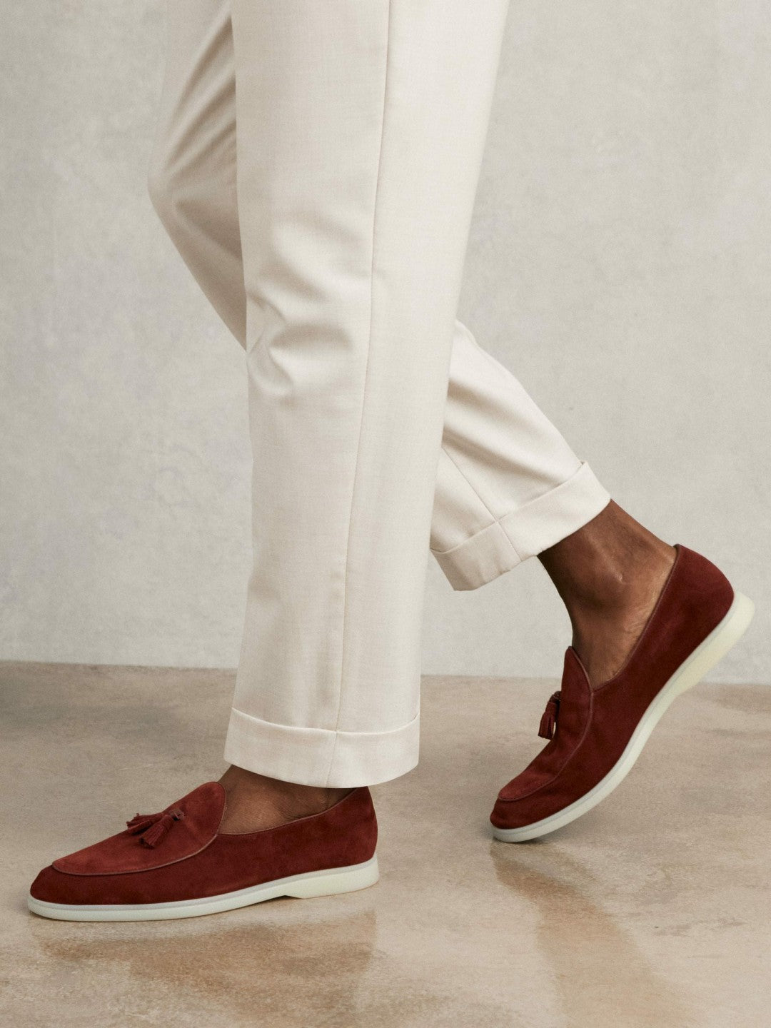 Suede Tassel Loafers in Maroon Red | Reiss Men Premium