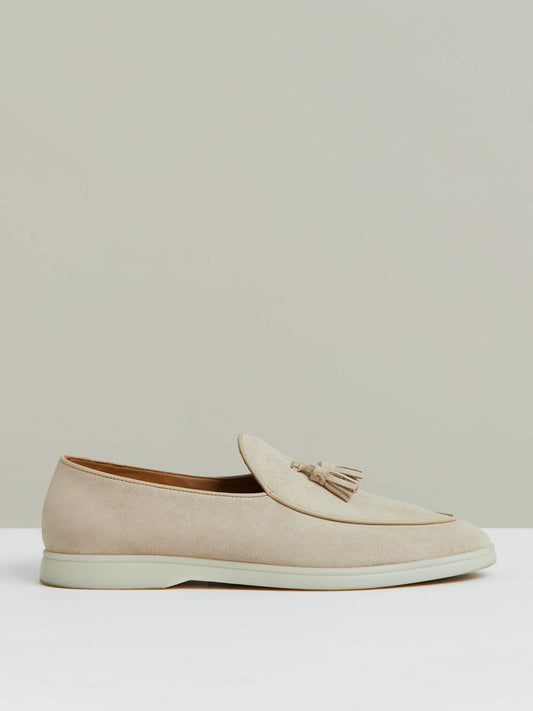 Suede Tassel Loafers in Light Stone | Reiss Men Signature