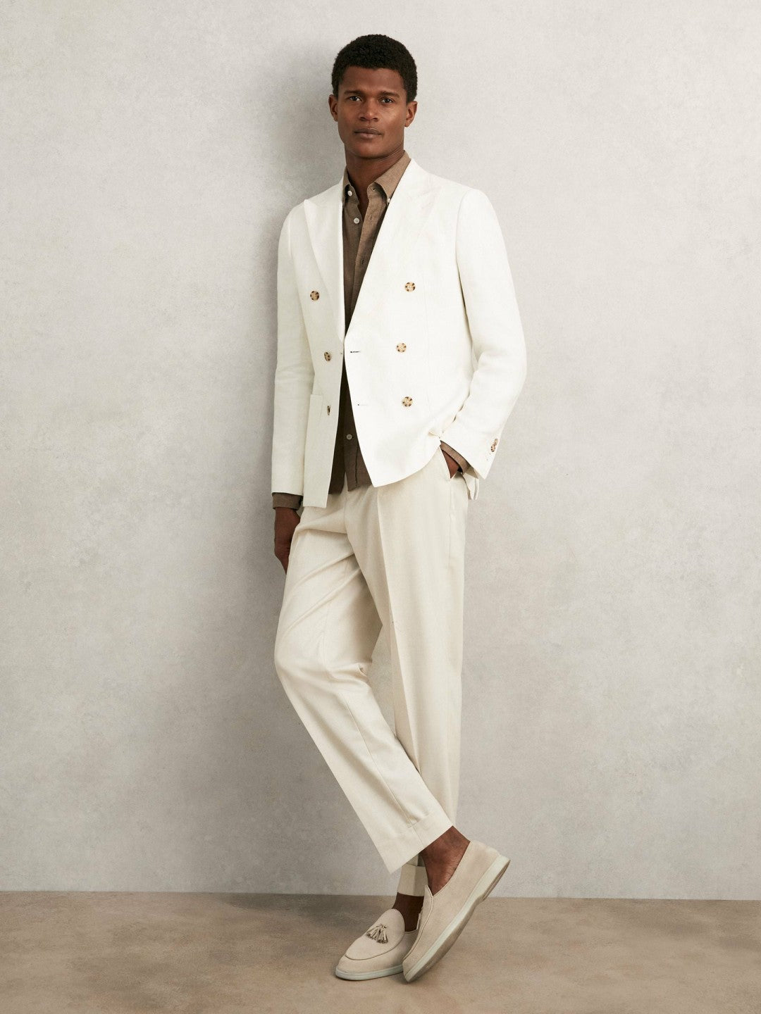 Suede Tassel Loafers in Light Stone | Reiss Men Signature