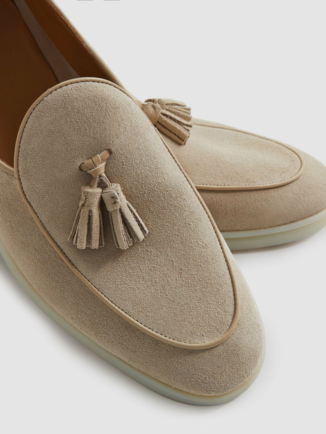 Suede Tassel Loafers in Light Stone | Reiss Men Signature