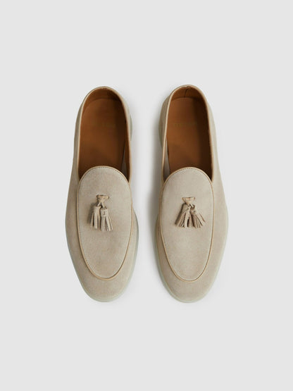 Suede Tassel Loafers in Light Stone | Reiss Men Signature