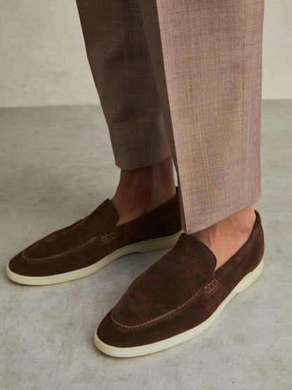 Suede Slip-On Loafers in Chocolate Brown | Reiss Men Recommended