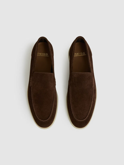 Suede Slip-On Loafers in Chocolate Brown | Reiss Men Recommended