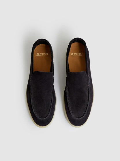 Suede Slip-On Loafers in Navy | Reiss Men Premium