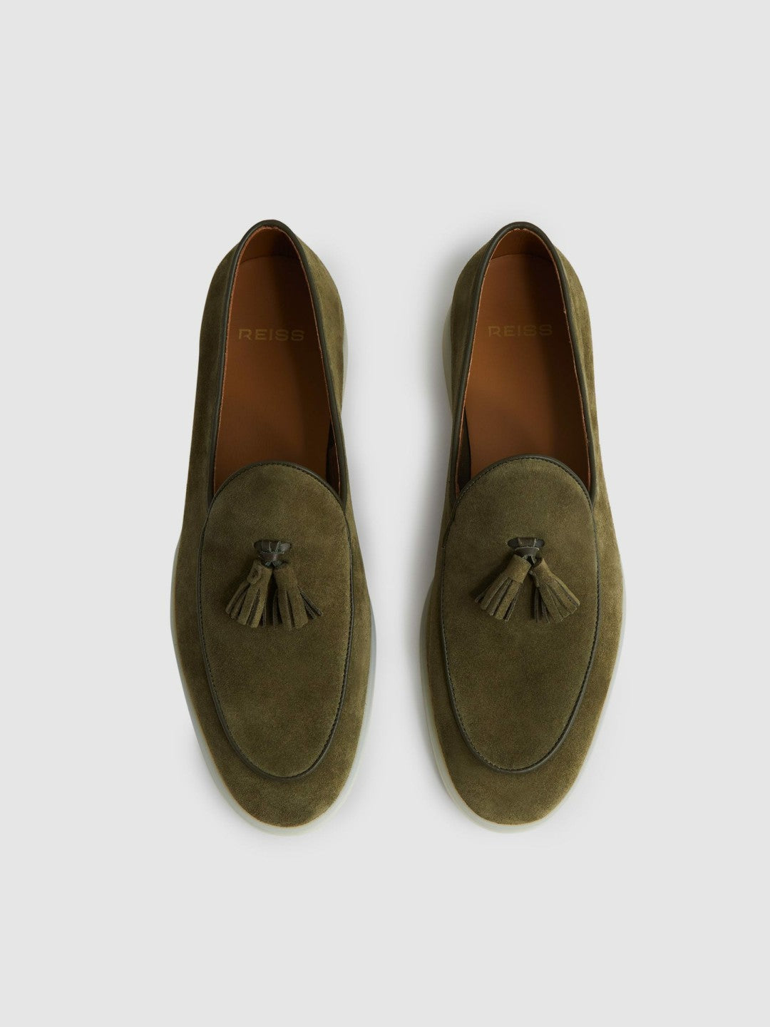 Suede Tassel Loafers in Moss Green | Reiss Men Trending